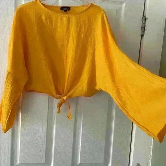 TOPSHOP - Crop Tie Blouse With Flared Sleeves B75 - Picture 5 of 5
